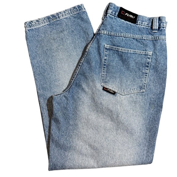 FUBU Light Wash Relaxed 90’s VTG Baggy Y2K Fit Denim Jeans Mens Size 40" X 34"‎ - Picture 13 of 14